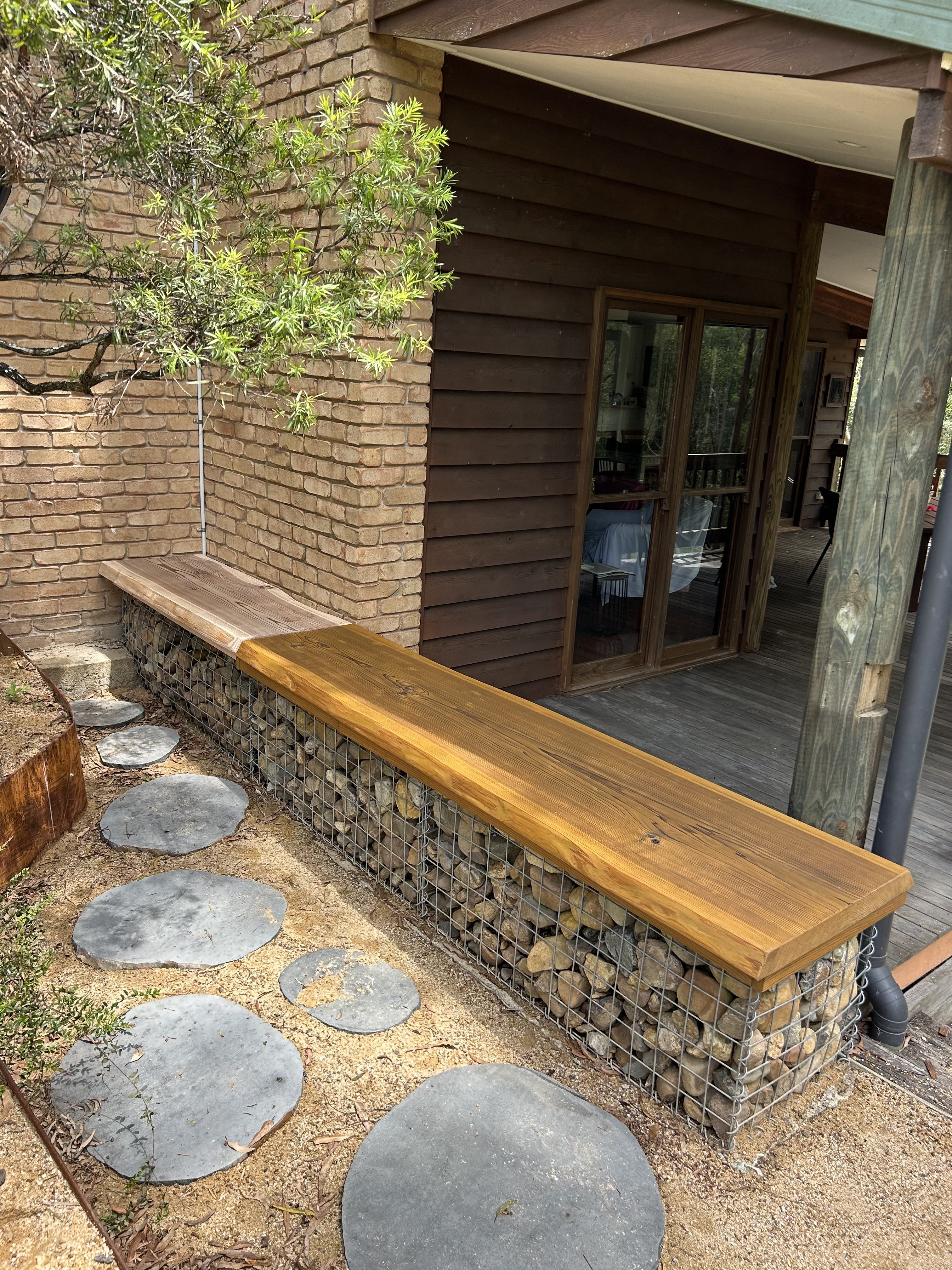 Custom-built outdoor bench showcasing Japanese Sugi Cedar craftsmanship.
